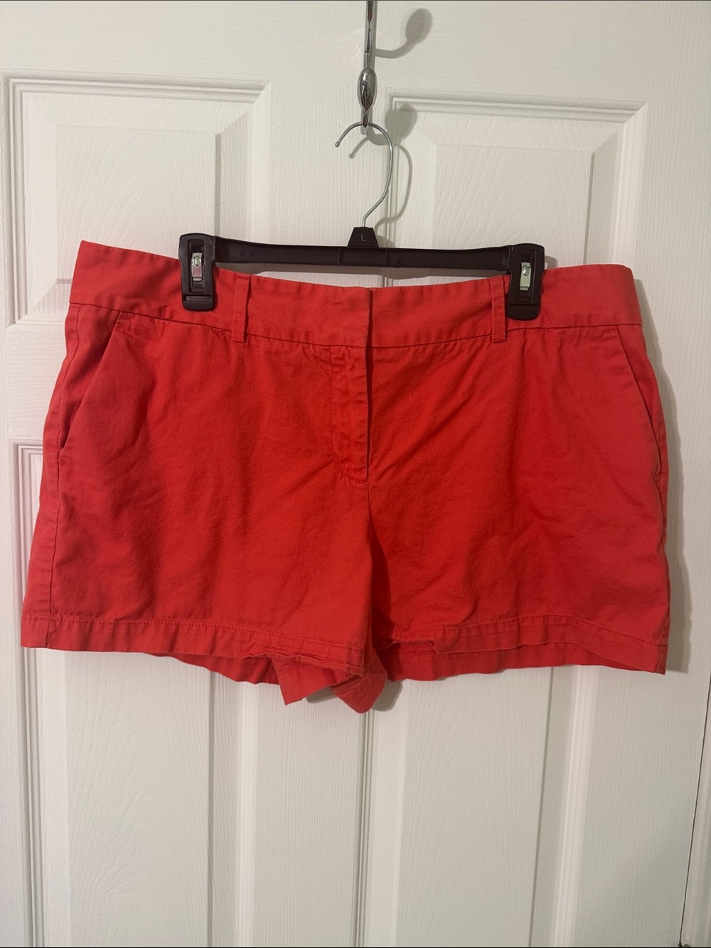 LOFT Red Cotton Bermuda Shorts